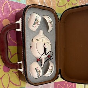 Porcelain Tea Set with Asian Script